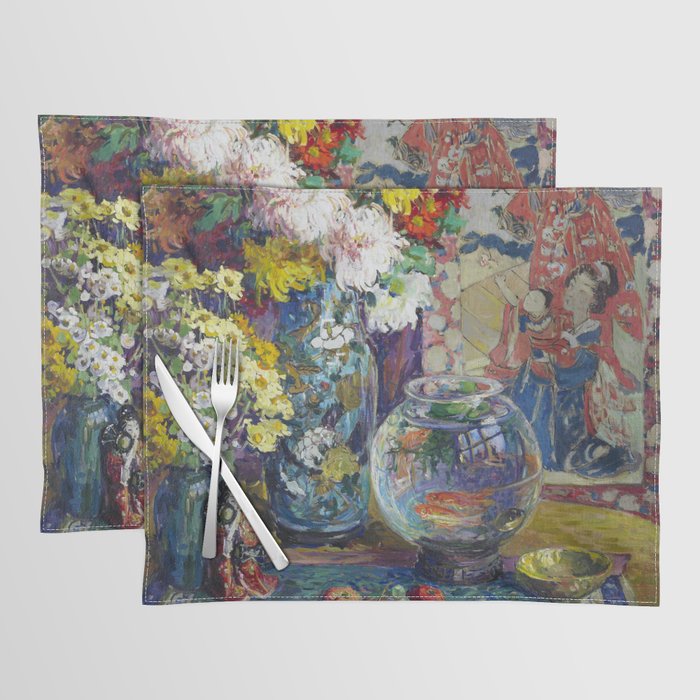 Fish, Fruits, and Flowers (c.1923) painting in high resolution by Kathryn E. Cherry.  Placemat Gallery Image 1