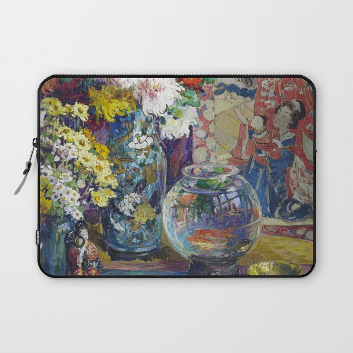 Fish, Fruits, and Flowers (c.1923) painting in high resolution by Kathryn E. Cherry.  Laptop Sleeve Gallery Image 1