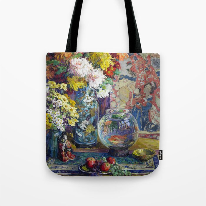 Fish, Fruits, and Flowers (c.1923) painting in high resolution by Kathryn E. Cherry.  Tote Bag Gallery Image 1