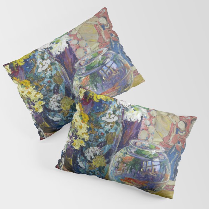 Fish, Fruits, and Flowers (c.1923) painting in high resolution by Kathryn E. Cherry.  Pillow Sham Gallery Image 3