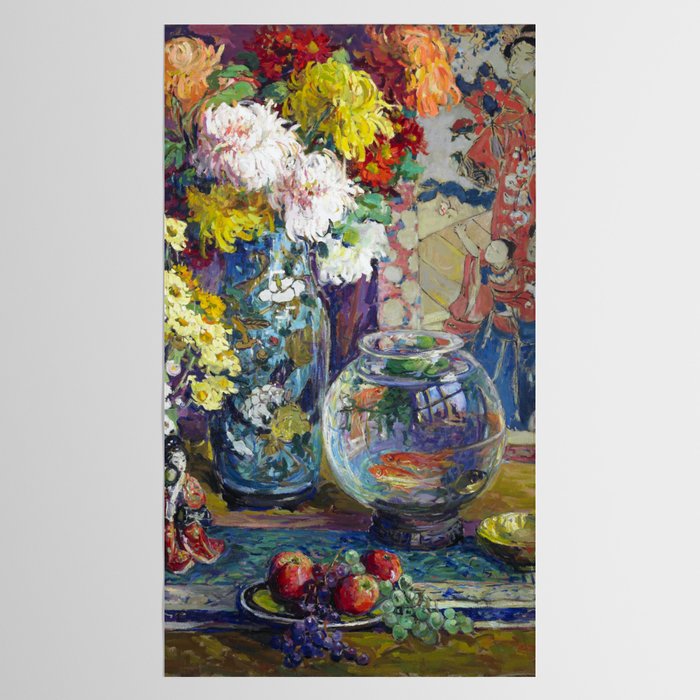 Fish, Fruits, and Flowers (c.1923) painting in high resolution by Kathryn E. Cherry.  Tablecloth Gallery Image 2