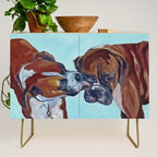 Kissing Boxers Dogs Portrait Credenza Gallery Image 1