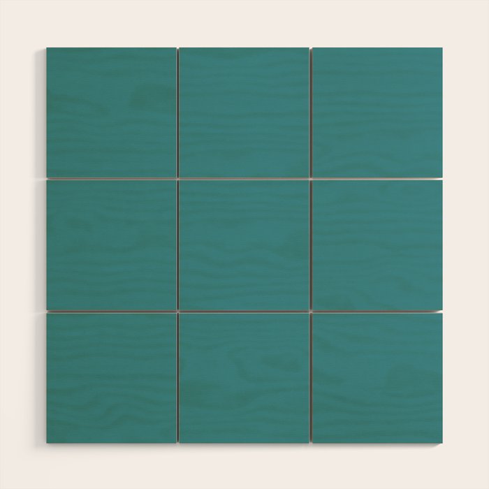 Minimal, Solid Color, Vivid Teal Wood Wall Art Gallery Image 1