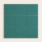 Minimal, Solid Color, Vivid Teal Wood Wall Art Gallery Image 1