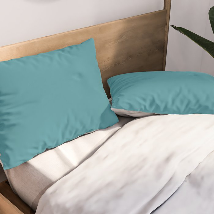 Minimal, Solid Color, Vivid Teal Pillow Sham Gallery Image 2