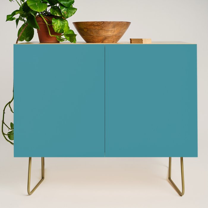 Minimal, Solid Color, Vivid Teal Credenza Gallery Image 1