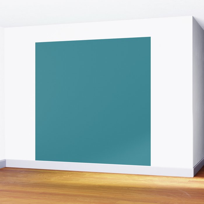 Minimal, Solid Color, Vivid Teal Wall Mural Gallery Image 2