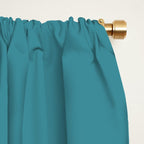 Minimal, Solid Color, Vivid Teal Window Curtain Gallery Image 2