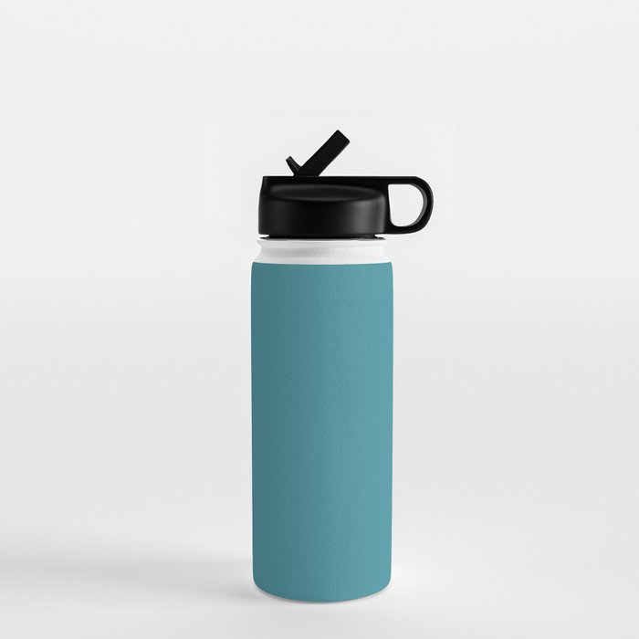 Minimal, Solid Color, Vivid Teal Water Bottle Gallery Image 1