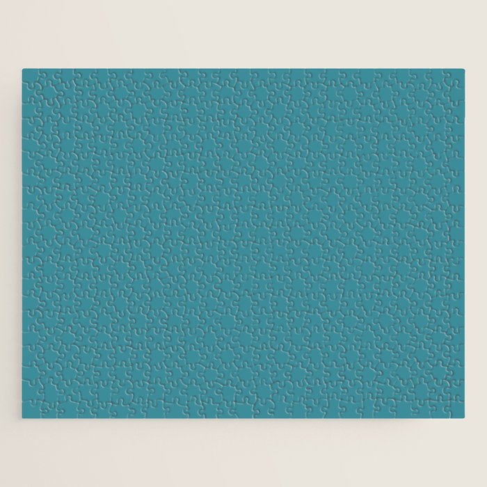 Minimal, Solid Color, Vivid Teal Jigsaw Puzzle Gallery Image 1