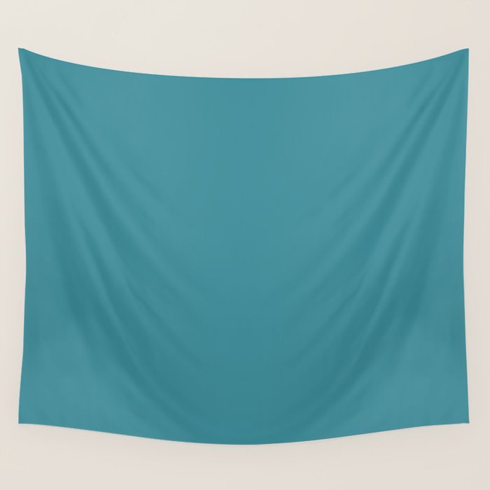 Minimal, Solid Color, Vivid Teal Wall Tapestry Gallery Image 4