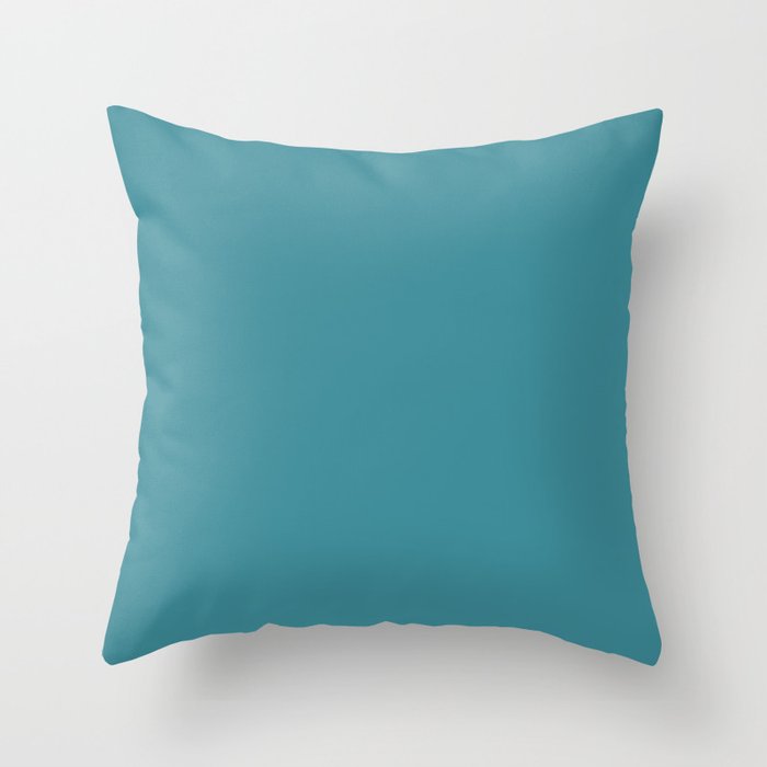Minimal, Solid Color, Vivid Teal Throw Pillow Gallery Image 6