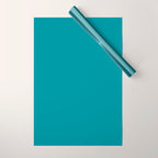 Minimal, Solid Color, Vivid Teal Wrapping Paper Gallery Image 1