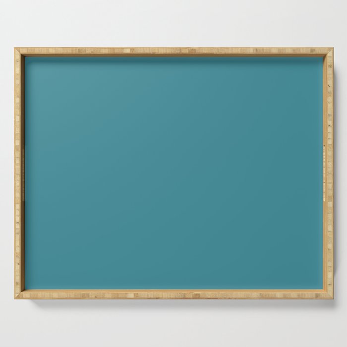 Minimal, Solid Color, Vivid Teal Serving Tray Gallery Image 1