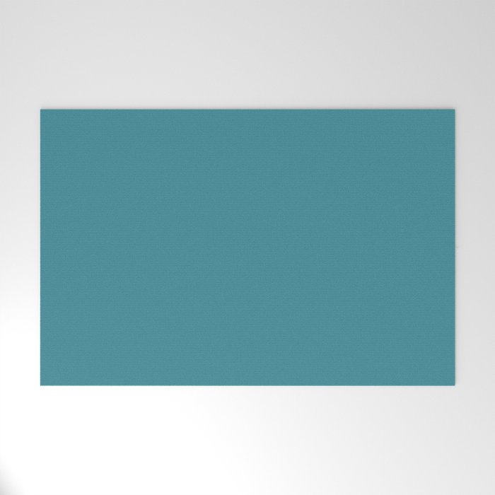 Minimal, Solid Color, Vivid Teal Welcome Mat Gallery Image 1