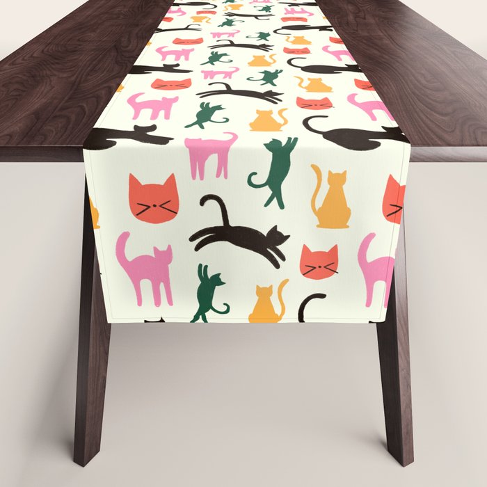 Colorful Cats Pattern Table Runner Gallery Image 1