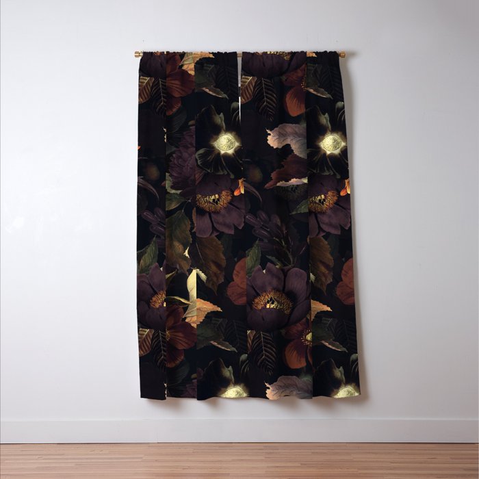 Vintage & Shabby Chic - Flowers at Night Window Curtain Gallery Image 3