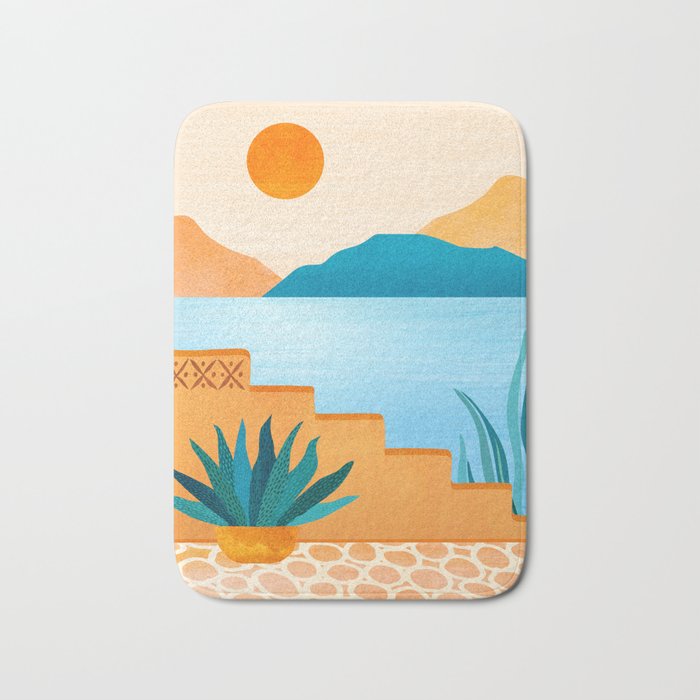 Cabo Desert Landscape Illustration Bath Mat Gallery Image 1