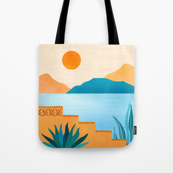 Cabo Desert Landscape Illustration Tote Bag Gallery Image 1