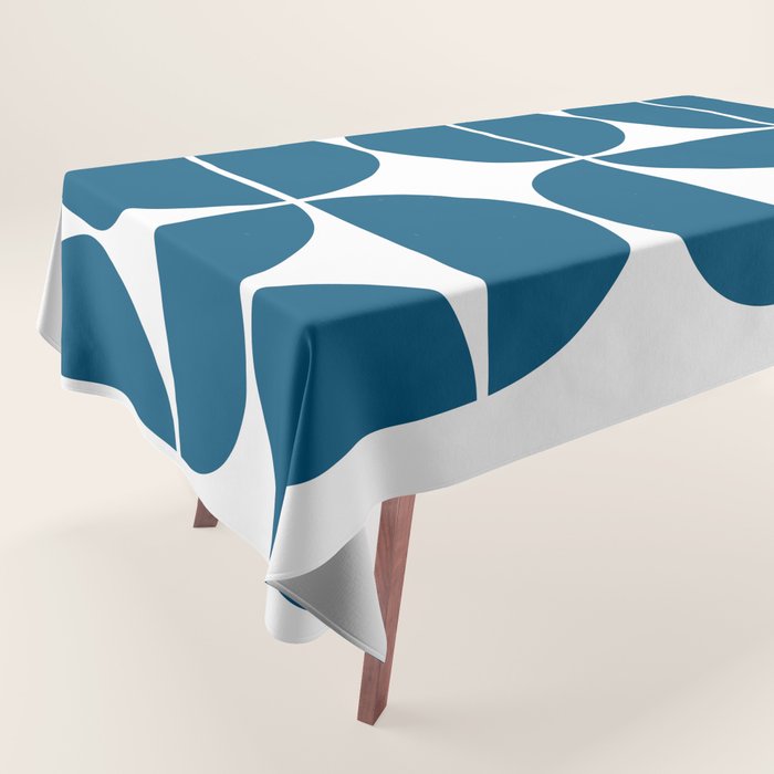 Mid Century Modern Blue Square Tablecloth Gallery Image 1