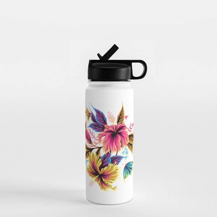 Hibiscus Butterflies - Multicolor Water Bottle Gallery Image 1