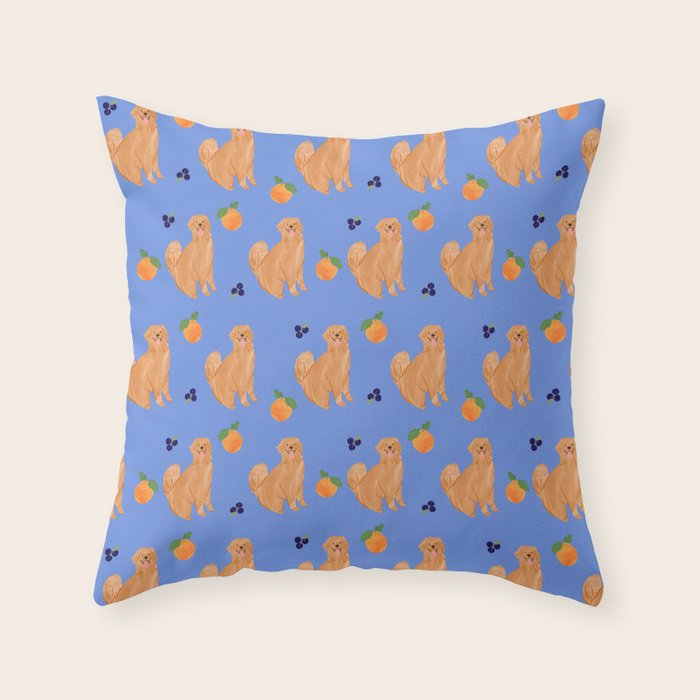 Golden Retriever and fruits Throw Pillow Gallery Image 6