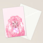Lion Chewing Bubble Gum in Pink Stationery Card Gallery Image 2