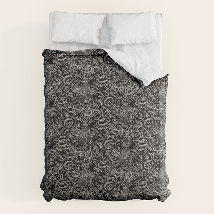 Gothic Rose in Black and White Duvet Cover Gallery Image 6