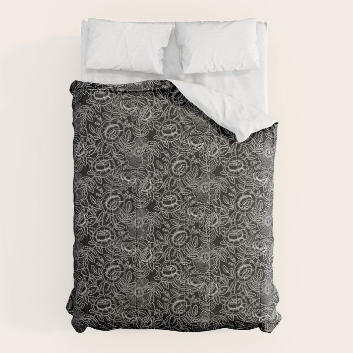 Gothic Rose in Black and White Comforter Gallery Image 1