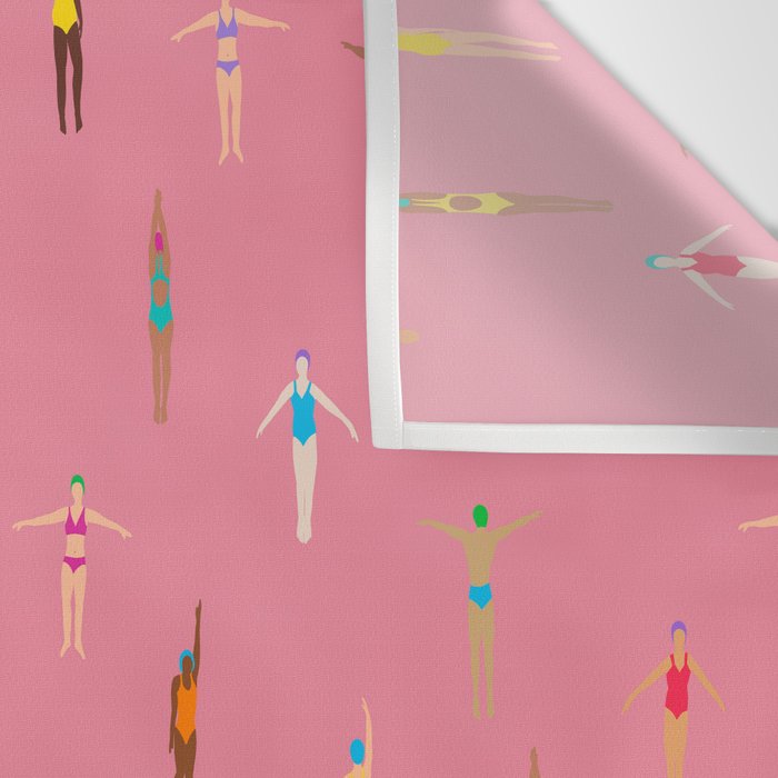 Swimmers in a Sea of Pink Wall Tapestry Gallery Image 3