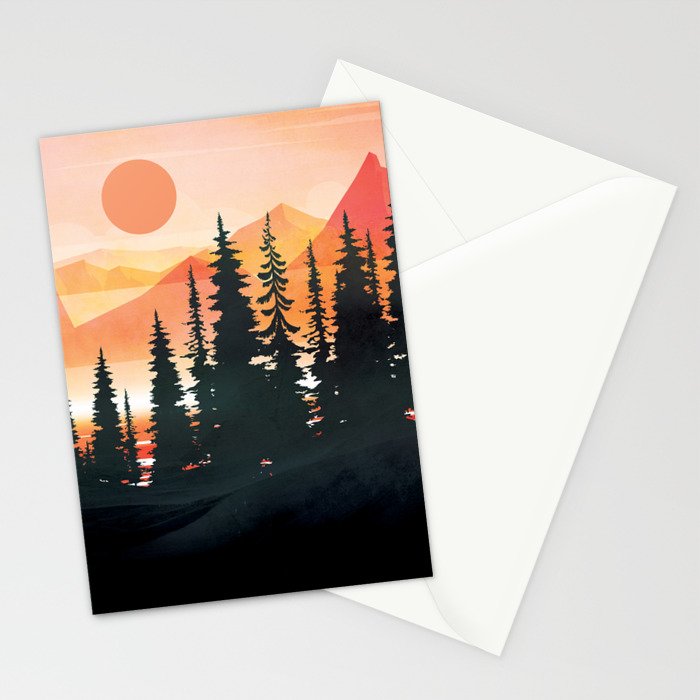 Pine Forest Sunset 2 Stationery Card Gallery Image 2