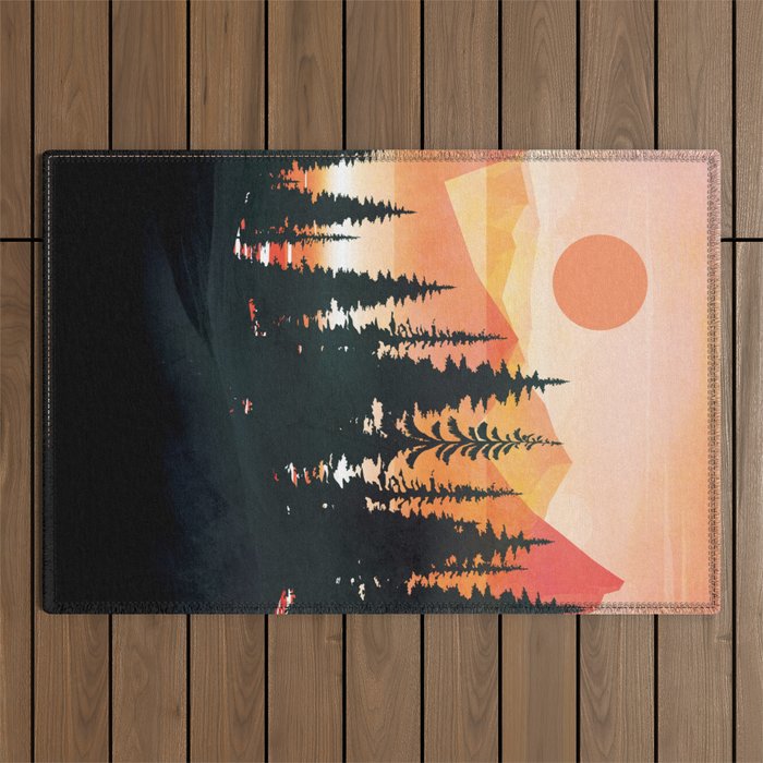 Pine Forest Sunset 2 Outdoor Rug Gallery Image 1