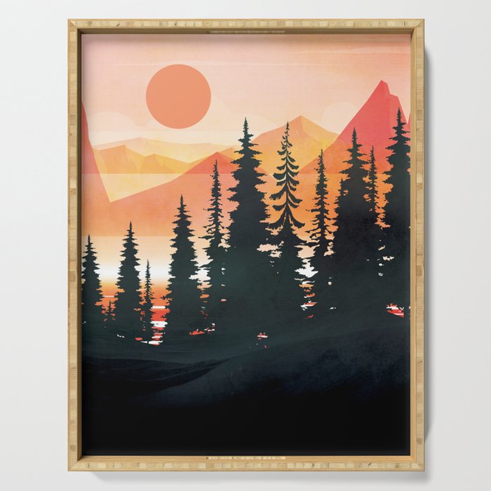 Pine Forest Sunset 2 Serving Tray Gallery Image 1