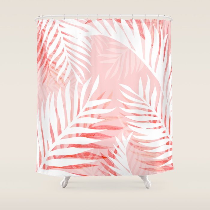 Tropical bliss - coral Shower Curtain Gallery Image 1
