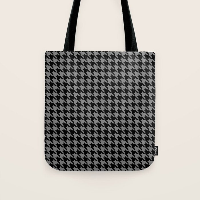Black and Grey Classic houndstooth pattern Tote Bag Gallery Image 1
