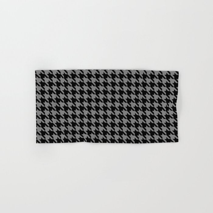 Black and Grey Classic houndstooth pattern Bath Towel Gallery Image 1