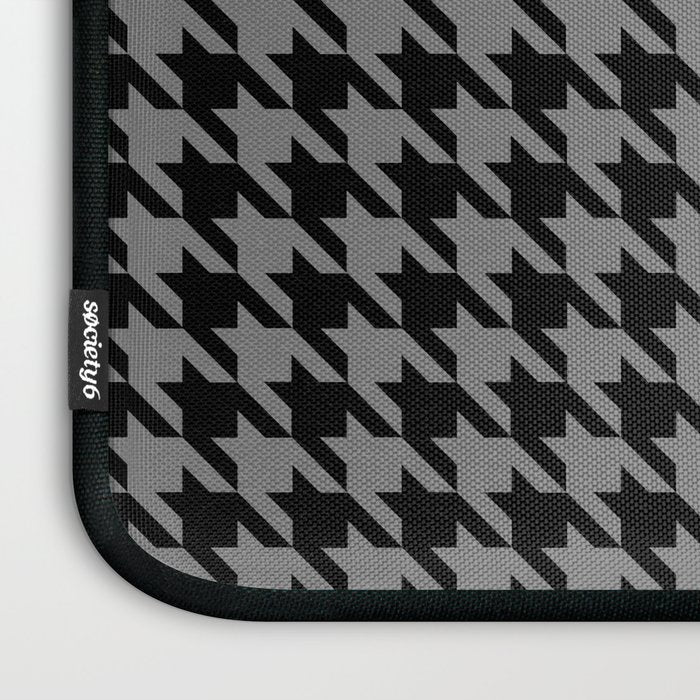 Black and Grey Classic houndstooth pattern Laptop Sleeve Gallery Image 3