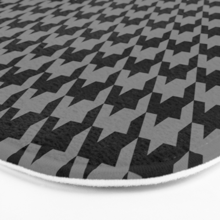 Black and Grey Classic houndstooth pattern Bath Mat Gallery Image 3