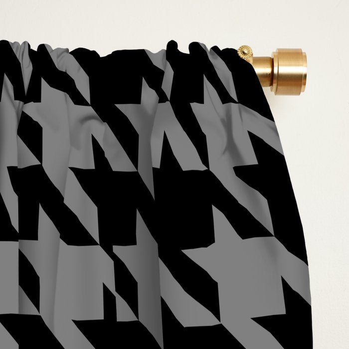 Black and Grey Classic houndstooth pattern Window Curtain Gallery Image 2
