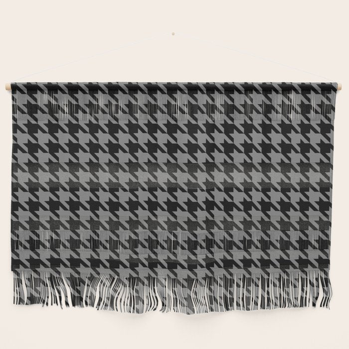 Black and Grey Classic houndstooth pattern Wall Hanging Gallery Image 1