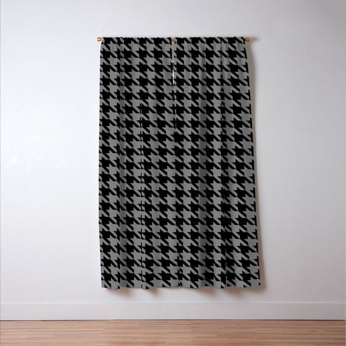 Black and Grey Classic houndstooth pattern Window Curtain Gallery Image 3