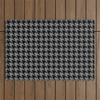 Black and Grey Classic houndstooth pattern Outdoor Rug Gallery Image 1