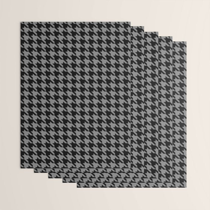 Black and Grey Classic houndstooth pattern Wrapping Paper Gallery Image 3