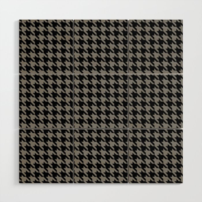 Black and Grey Classic houndstooth pattern Wood Wall Art Gallery Image 1