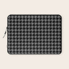 Black and Grey Classic houndstooth pattern Laptop Sleeve Gallery Image 1