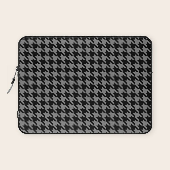 Black and Grey Classic houndstooth pattern Laptop Sleeve Gallery Image 1