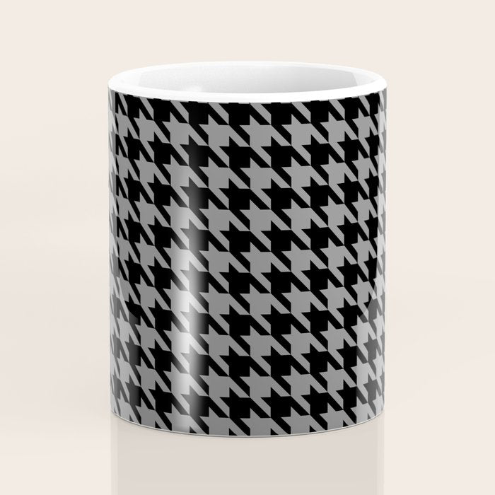 Black and Grey Classic houndstooth pattern Coffee Mug Gallery Image 4
