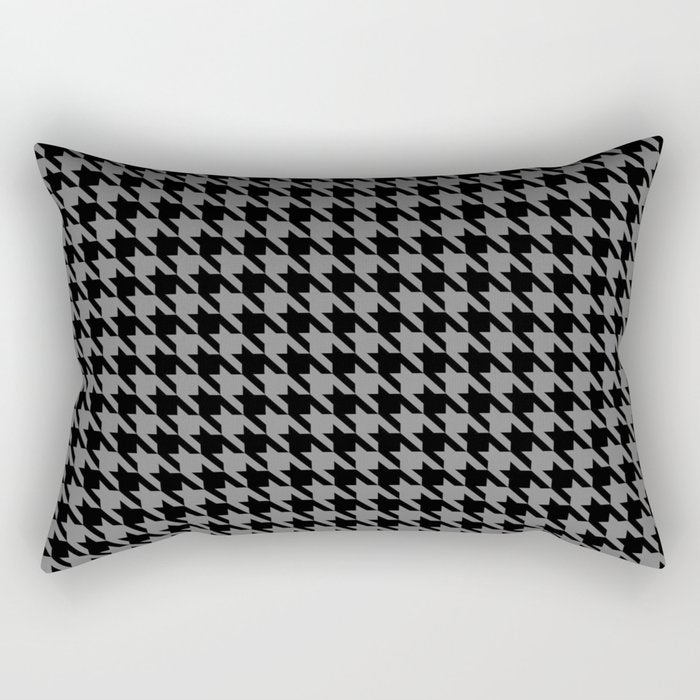 Black and Grey Classic houndstooth pattern Rectangular Pillow Gallery Image 1