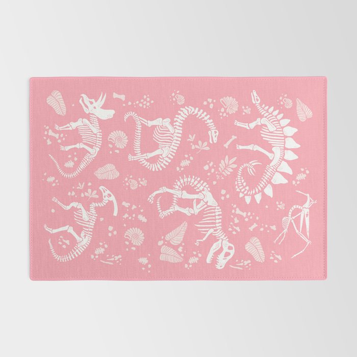 Excavated Dinosaur Fossils in Candy Pink Rug Gallery Image 2