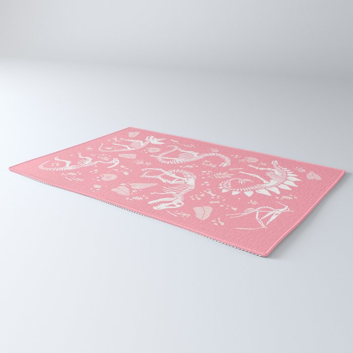 Excavated Dinosaur Fossils in Candy Pink Rug Gallery Image 3